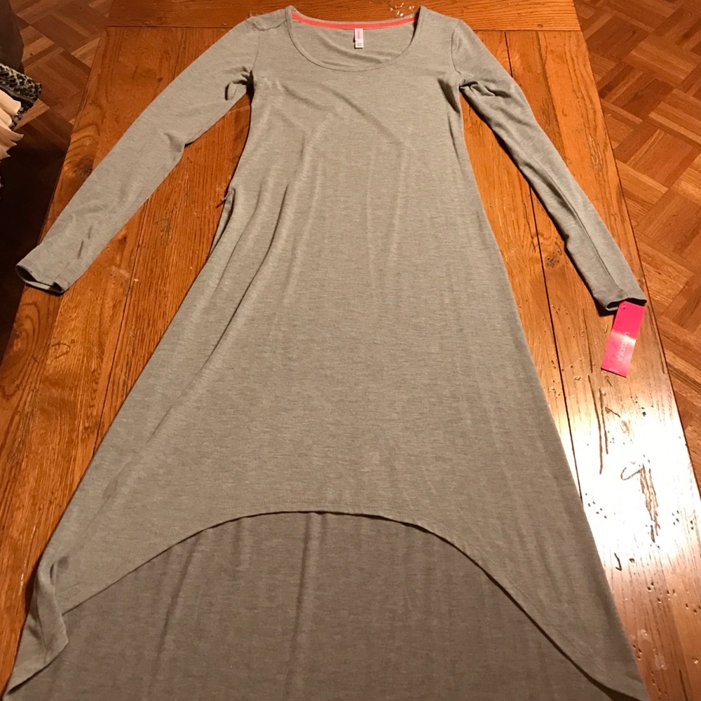 Gray hi lo long sleeve dress. NWT. Size XS